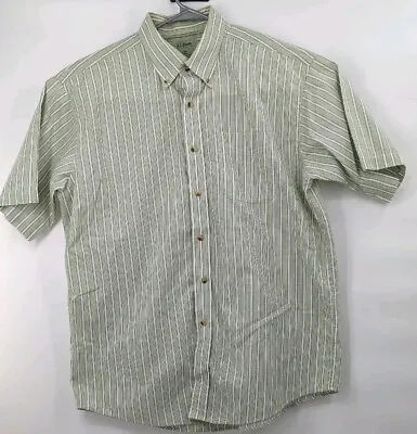 L.L. Bean Men's Large Cotton Green Long Sleeve Button Down Shirt Striped • $15.33