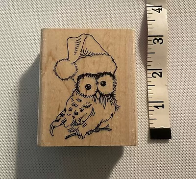 CHRISTMAS OWL Stampendous V302 Rubber Stamp Holidays Bird Outdoors Woods 2014 • $4.99