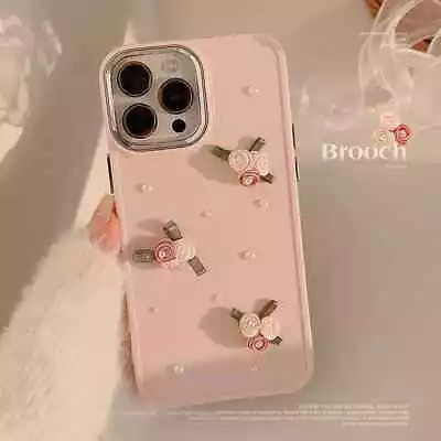 3D Pink Diy Pearl Electroplated Phone Case For IPhone 15 14 12 13 Pro Max Cover • $8.09