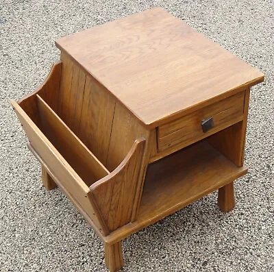 1960s A. Brandt RANCH OAK WESTERN LAMP TABLE/ Magazine Rack  • $125