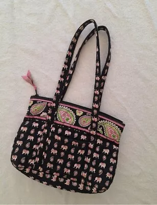 Large Vera Bradley Purse*Color~Pink/Black & White*Elephant & Paisley Print ⁸ • $9