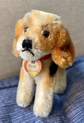 STEIFF BIGGIE BEAGLE Dog Miniature 4  Sitting 1965-67 Stuffed Animal • $32