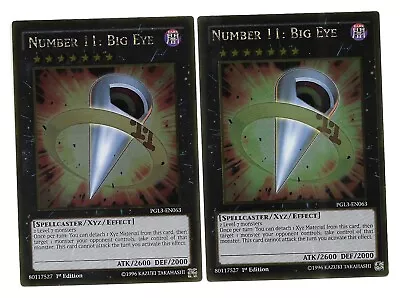 YUGIOH - 2x Number 11: Big Eye - (Gold Rare - 1st Ed - PGL3-EN063) - NM • $18.64