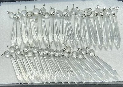 36 Vintage Prism Crystal Chandelier Drop Spear Icicle Glass Replacement 4” • $59.99