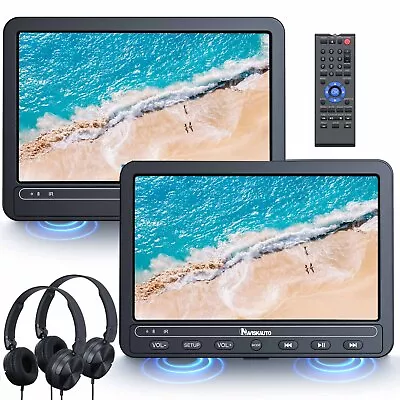 2  10.1  Dual Screen Car Headrest DVD Player Monitor TV Rechargeable Battery USB • $125.20