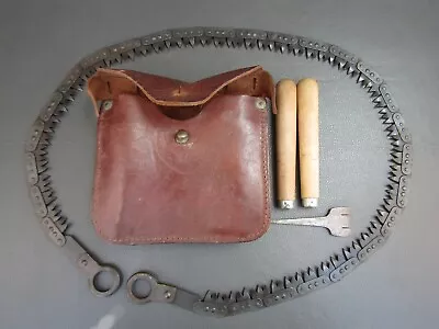 WW2 Military Hand Folding Chain Saw By Disston 1944 In Leather Case • $124.54