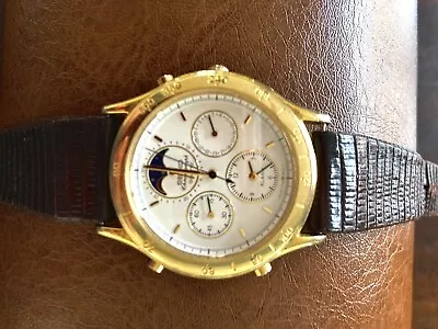 Vintage Seiko Quartz Chronograph Moon Phase Watch 7T36-6A29 W/New Battery-RARE! • $119.97