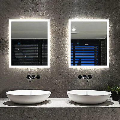 Illuminated Bathroom Mirror With LED Light Shaver Socket Demister • £103.99