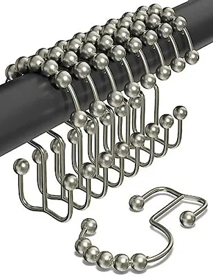 Double Shower Curtain Hooks Rust Proof Set Of 12 Stainless Steel Nickel Shower • $8.88