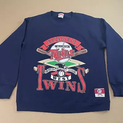 VINTAGE Minnesota Twins Sweater Adult Large Blue Sweatshirt Baseball MLB Mens • $29.99