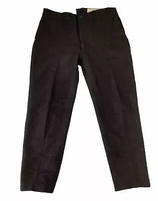 Vintage Mens Thick Wool Trousers With Suspender Buttons 38x30 • $34.99