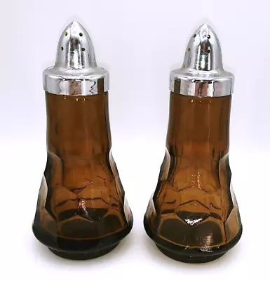 Vintage Viking Brown Glass Honeycomb Georgian Pattern Salt & Pepper Shaker Set • $29.99