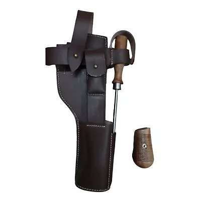 German C96 Broomhandle Brown Leather Holster W/Cleaning Rod+Grips S713 • $137.05