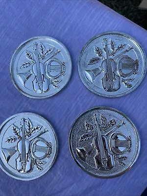 Set Of Four Godinger Silver Art Company Musical Theme Silverplate Coasters • $16.97