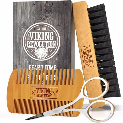 Viking Revolution Beard Brush For Men & Beard Comb - Natural Boar Bristle Brush • £11.83