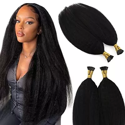 Itip Human Hair Extensions I Tip Hair 24 Inch Itip-A-#1 KS Kinky Straight • $89.55