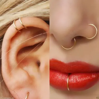 Nose Cuff Faux Clip On SilverGold Nose HoopFake Nose Ring-Piercing Nose Pin Uk • £2.99