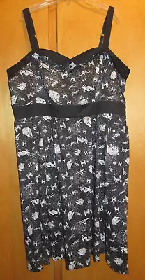 Disney Star Wars Her Universe Size 18 Dress Black W/White Iconic Space Ships • $30