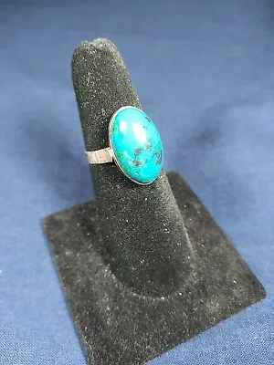 Vintage Sterling 925 Blue Green Black Turquoise Ring Size 7 / Sizable • $42