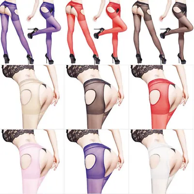 Women Crotchless Tights Suspender Crutchless Sheer Open Crotch Pantyhose Plus  • $2.91