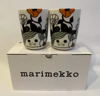 Marimekko Marikyla Mug Cup 2 Set 180ml Tableware White Orange Japan NEW • $76.37