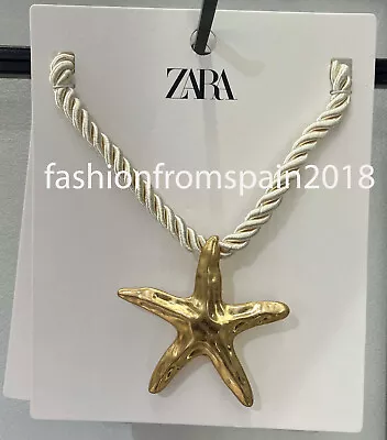 Zara New Woman Starfish Cord Necklace Golden 4548/026 • $38.50