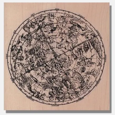 STAR CHART Rubber Stamp Celestial Map Astrology Vintage Star Map Mixed Media • $20.63