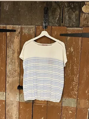 S.Oliver Women’s White & Blue Striped T-Shirt Love Fit Top Size 36 Brand New • $9.93