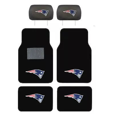 NEW NFL NEW ENGLAND PATRIOTS Car Carpet 4PC Floor Mats & 2PC HEADREST COVERS • $43.87