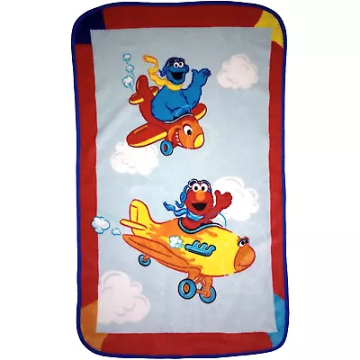 Sesame Street Elmo Cookie Monster Plush Baby Toddler Blanket Airplanes Flying • $32