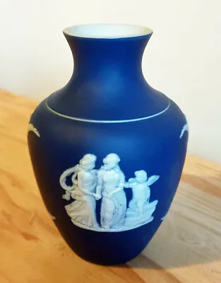 ADAMS Vintage Dark Blue Jasperware Porcelain Vase. Excellent Condition. • £19.95