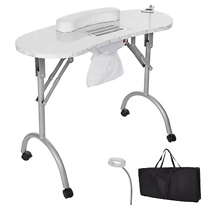 Portable Manicure Table Nail Desk On Wheels With Dust Collector LED Lamp W1U7 • $120.95