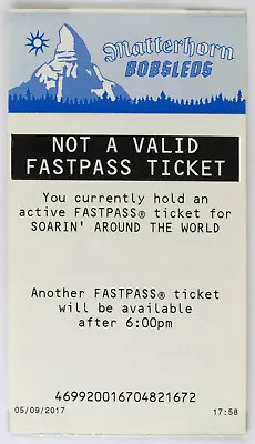 Mint Disneyland Invalid Fastpass For Matterhorn Bobsleds: Have DCA Fastpass 2017 • $14.99