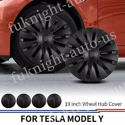 4PCS Matte Black Hubcaps For Tesla Model Y 2020-23 Full Rim Wheel Covers 19 Inch • $89.99