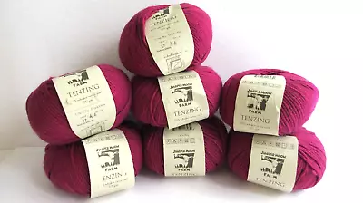 NEW 7 Balls Juniper Moon Farm  Tenzing  Yarn Fuchsia Bloon Merino Wool/Yak • $75