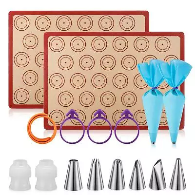 Macaron Silicone Baking Mats Kit (16pcs Set) Macaroon Baking Mat Set Of 2 Hal... • $30.90