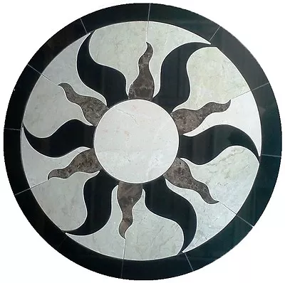 Floor Marble Medallion SIGNA Sun Design Crema Marfil Tile Mosaic 36 MedallionUS • $499.99