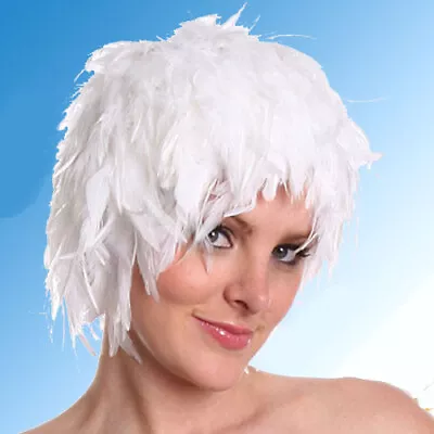 Wig Rooster Hackle Feathers Halloween Costume Punk Retro New White • $17.95