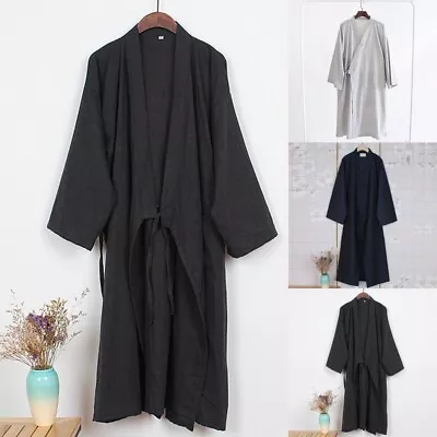 Summer Mens Japanese Kimono Yukata Bathrobe Pajamas Cotton Robe Loose Clothing • $27.28