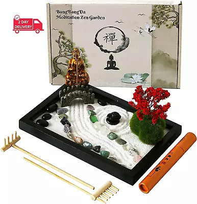 Mini Meditation Zen Garden Kit - Japanese Tabletop Rock Sand Chakra Buddha Zen G • $32.23