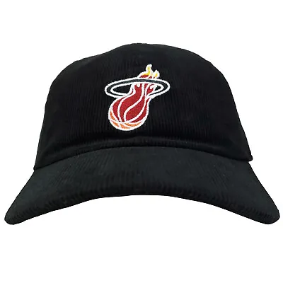 Miami Heat Mitchell & Ness NBA Dad Hat Black Corduroy Strapback Cap NWT • $29.99