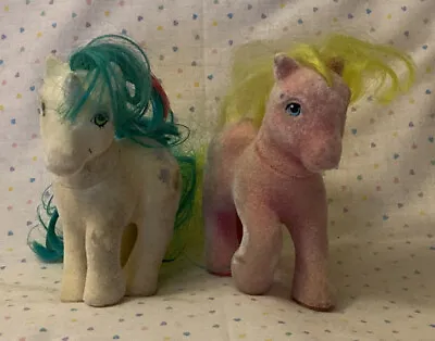 Vintage 1980s My Little Pony So Soft Flocked Figure Pair Shady And Gusty FLAWED • $24.99
