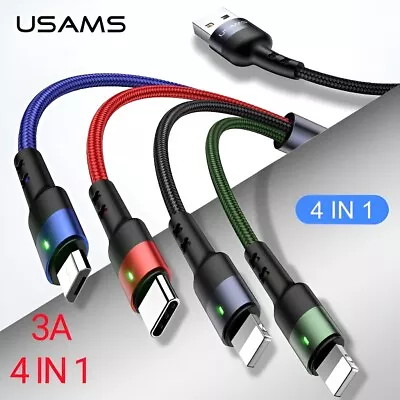 USAMS 4 In 1 Fast USB Charging Cable Multi Charger Cord Type C Micro IPhone AU • $21.90