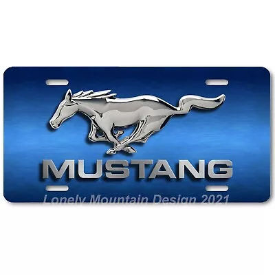 Ford Mustang Inspired Art On Blue FLAT Aluminum Novelty Auto License Tag Plate • $19.99