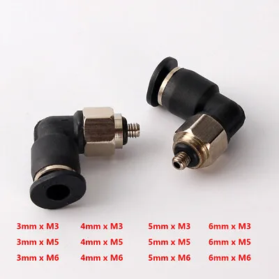 M3 M5 M6 Metric Male Thread Push-in Fittings Elbow Adapter / 3 4 5 6mm Tube Hose • $1.69