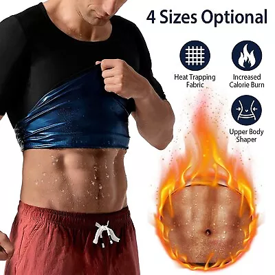 Men's Sauna Heat Trapping Shirt Sweat Body Shaper Vest Weight Loss Waist Trainer • $14.11