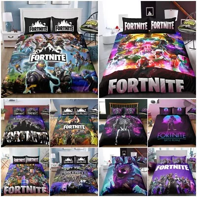 $33.99 • Buy Fortnite Battle Game Quilt Duvet Cover Bedding Set Single Double Queen Size Gift