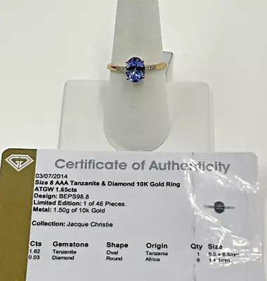 10k Yellow Gold 1.65tcw AAA Tanzanite And Diamond Ring Size 8 • $192.97