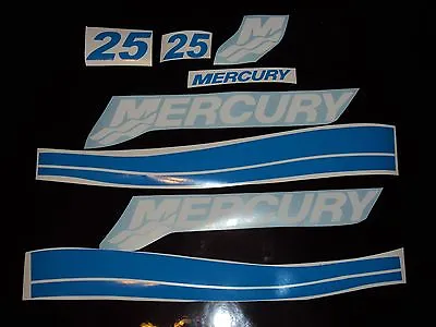 Mercury Outboard 25 - 275 HP Mercury Outboard Light Blue  MOTOR COWL Decal Set • $62.99