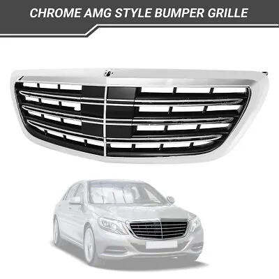 Chrome Front Bumper Grill AMG Style For Mercedes Benz S-Class W222 2013-2020 Us • $133.90